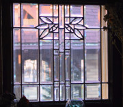 Edwardian-style leaded glass in a bungalow window