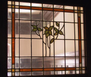 Art glass in an interior door in an Arts & Crafts house