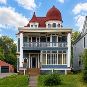 Blue house.