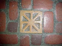 Batchelder floor tile in the Handicraft Guild Building.
