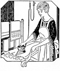 woman ironing.