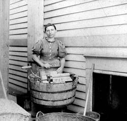 Woman with Wash Tub 1800s.