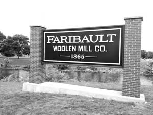 Faribault Woolen Mill sign.