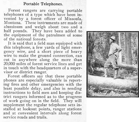 "Portable Telephones" and forest ranger.