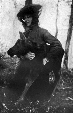 Photo of woman with a moose.