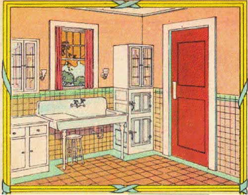 Drawing of a kitchen.