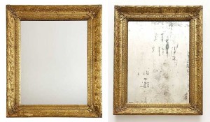 Old mirrored glass on the left; new on the right.