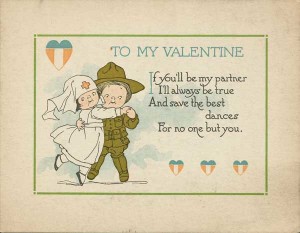 WWI Kewpie Nurse and Soldier valentine from 1919.