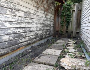 Space between garages.