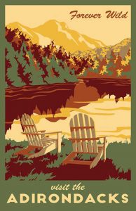 Vintage Adirondacks travel poster