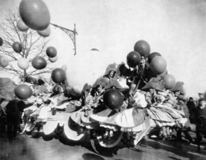 float covered with balloons