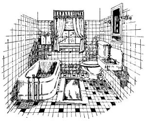 A 1920s “sanitary” bathroom. 