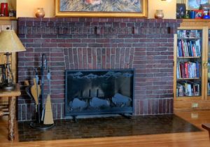 Faux-painted fireplace