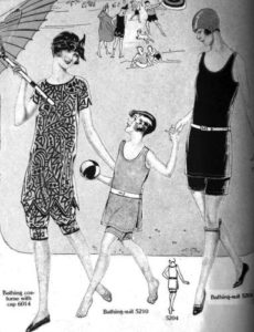 1925 Butterick sewing pattern illustration of two women and a little girl