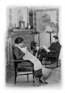 graphic of woman and man in living room