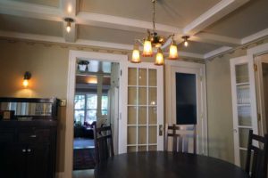 Dining room with period light fixture