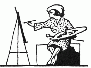 Illustration of a lady painting.
