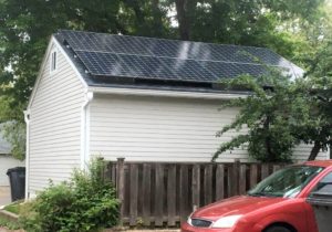 garage with solar panels
