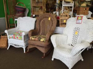 3 wicker chairs.
