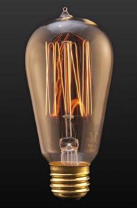 Bulb with tungsten wire filaments.