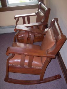 Side view of Levin Bros. Arts and Crafts chairs.
