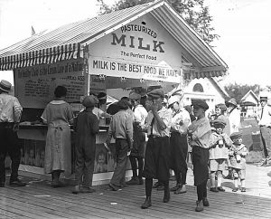 Milk stand at the Dairy Building at the Minnesota State Fair, 1924 