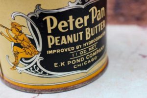 Closeup of Peter Pan peanut butter can label