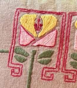 Closeup of pillow design.