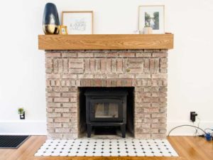 Paint-stripped fireplace