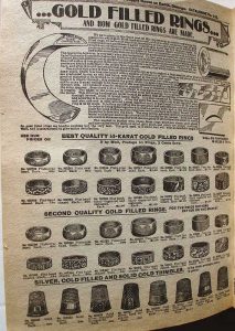 Sears catalog page of wedding bands.