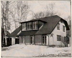 Sleeping porch on front of house (winter time).