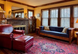 A bungalow living room.