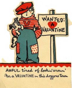 Valentine of boy with dog. 