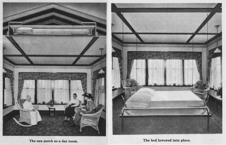 Ceiling bed raised and lowered.