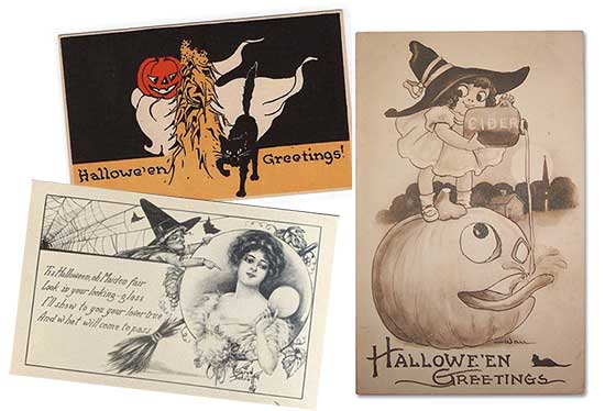 3 Halloween postcards