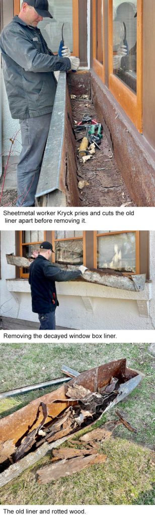 Stages of removing the windowbox